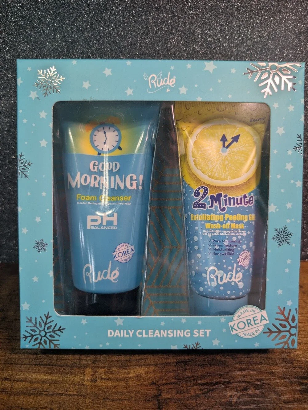 Rude Cosmetics Korean Skincare Duo - Foam Cleanser & Exfoliating Peeling Gel Set